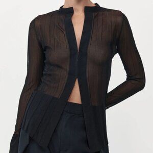 St. Agni Studio Black Fine Pleat Knit Shirt